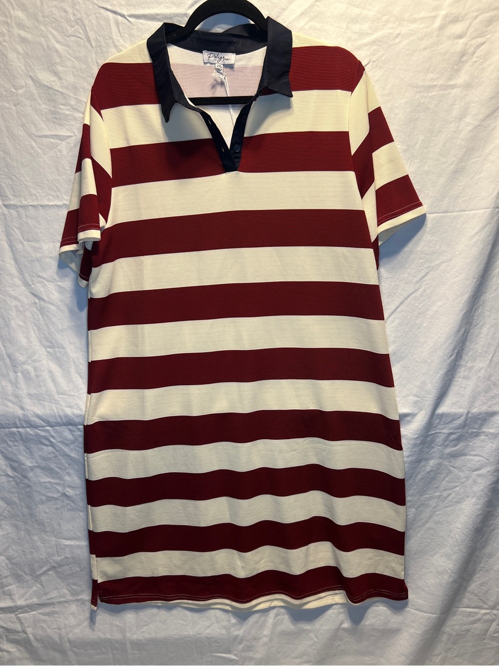 Polagram Navy and Cream Striped Polo Dress 2X NWT